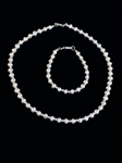 Baby Pearl and Silver Bead Necklace and Bracelet Set