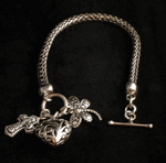 Dragonfly, Cross & Heart Charm Bracelet