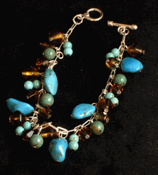 Turquoise and Amber Bracelet