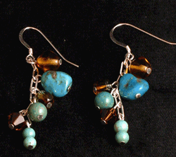 Turquoise and Amber Earrings